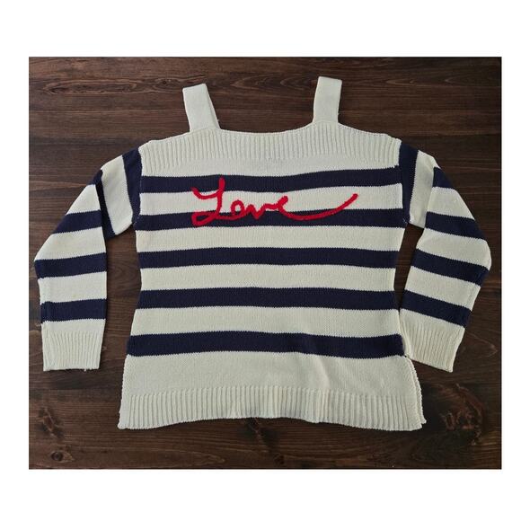 Boston Proper Love Shoulderless Striped Sweater Women's M - Picture 1 of 11